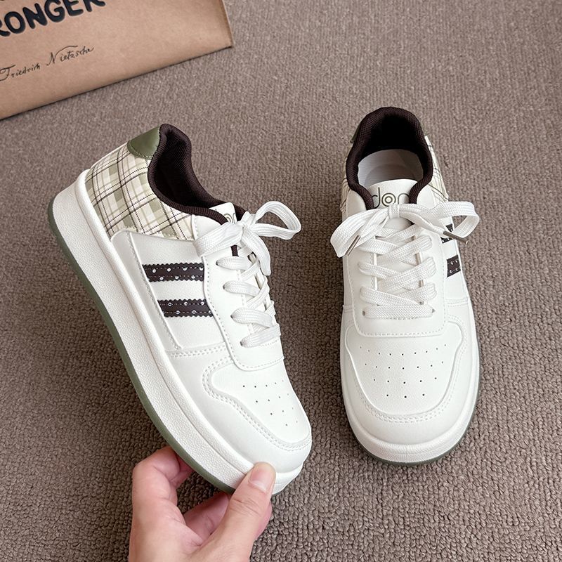Damen modische Sneakers mit kariertem Einsätzen und gepolsterter Sohle