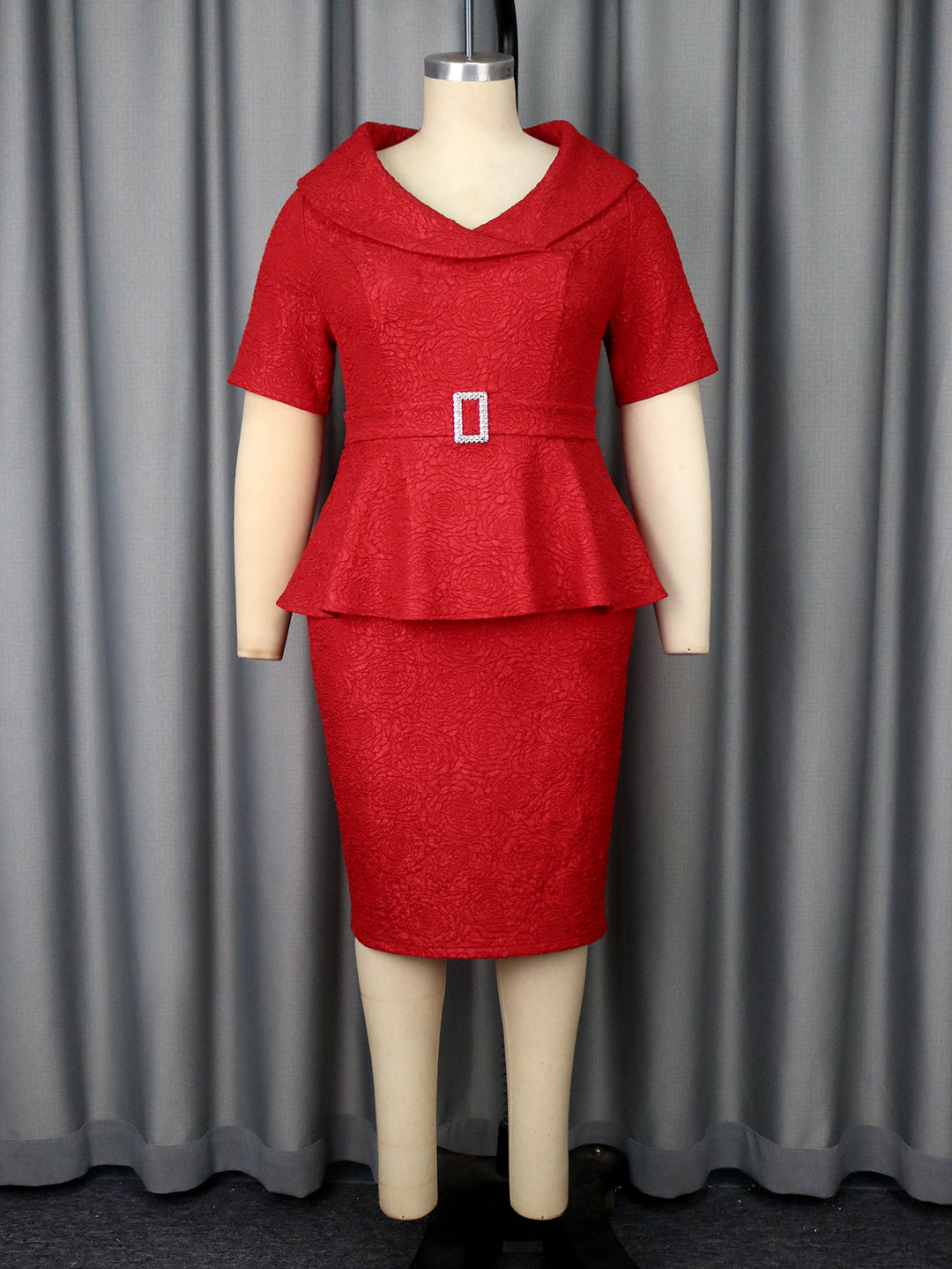 Damen figurbetontes Peplum-Kleid mit Raffinierter Taillierung R&B