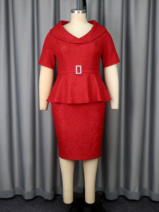 Damen figurbetontes Peplum-Kleid mit Raffinierter Taillierung R&B
