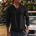 Herren Langarm-Shirt mit modernem V-Ausschnitt und strukturiertem Design R&B