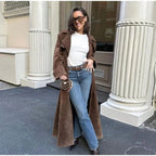 Damen Modischer Wildleder-Trenchcoat R&B