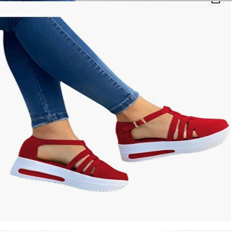 Damen Sportliche Plateau-Sneaker mit offenen Riemen R&B