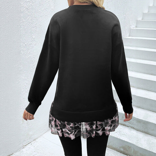 Damen Sweatshirt mit voluminösen Rüschendetails R&B