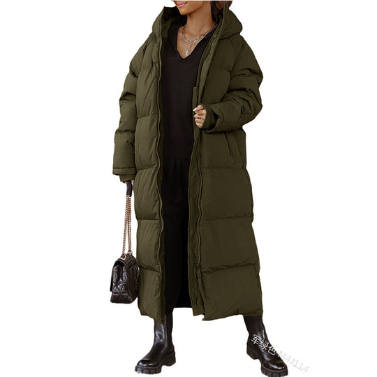 Damen Lange gesteppte Winterjacke R&B
