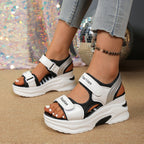 Damen Sportliche Wedge-Sandalen mit verstellbarem Riemendesign und dämpfender Sohle R&B