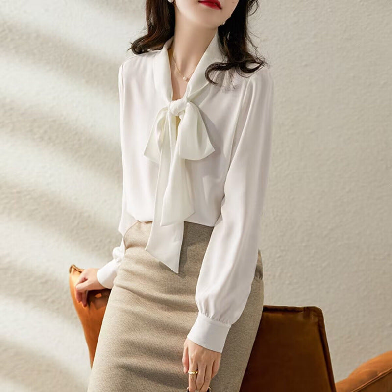 Damen Elegante Schleifenbluse R&B