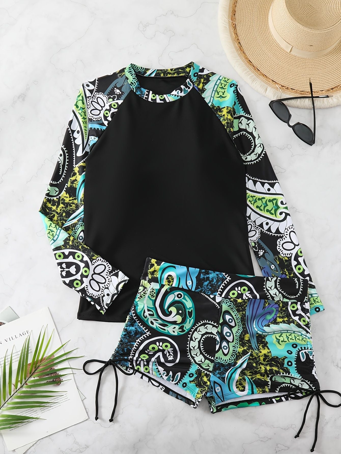 Damen Rashguard mit kurzen Badeshorts R&B