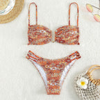 Damen Bikini-Set mit verspieltem Mustermix und modernen Schnürdetails R&B