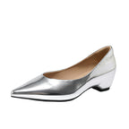Damen elegante spitze Pumps mit metallic Oberfläche
