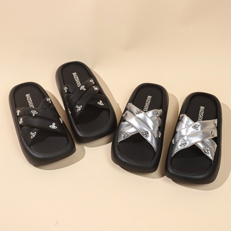 Damen Mode-Slipper mit funkelnden Applikationen R&B