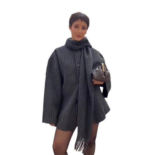 Damen Oversized Jacke mit Fransendetails R&B