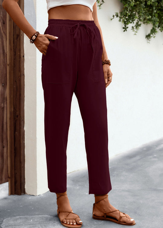 Damen luftige Freizeithose mit praktischen Seitentaschen und elastischem Bund R&B
