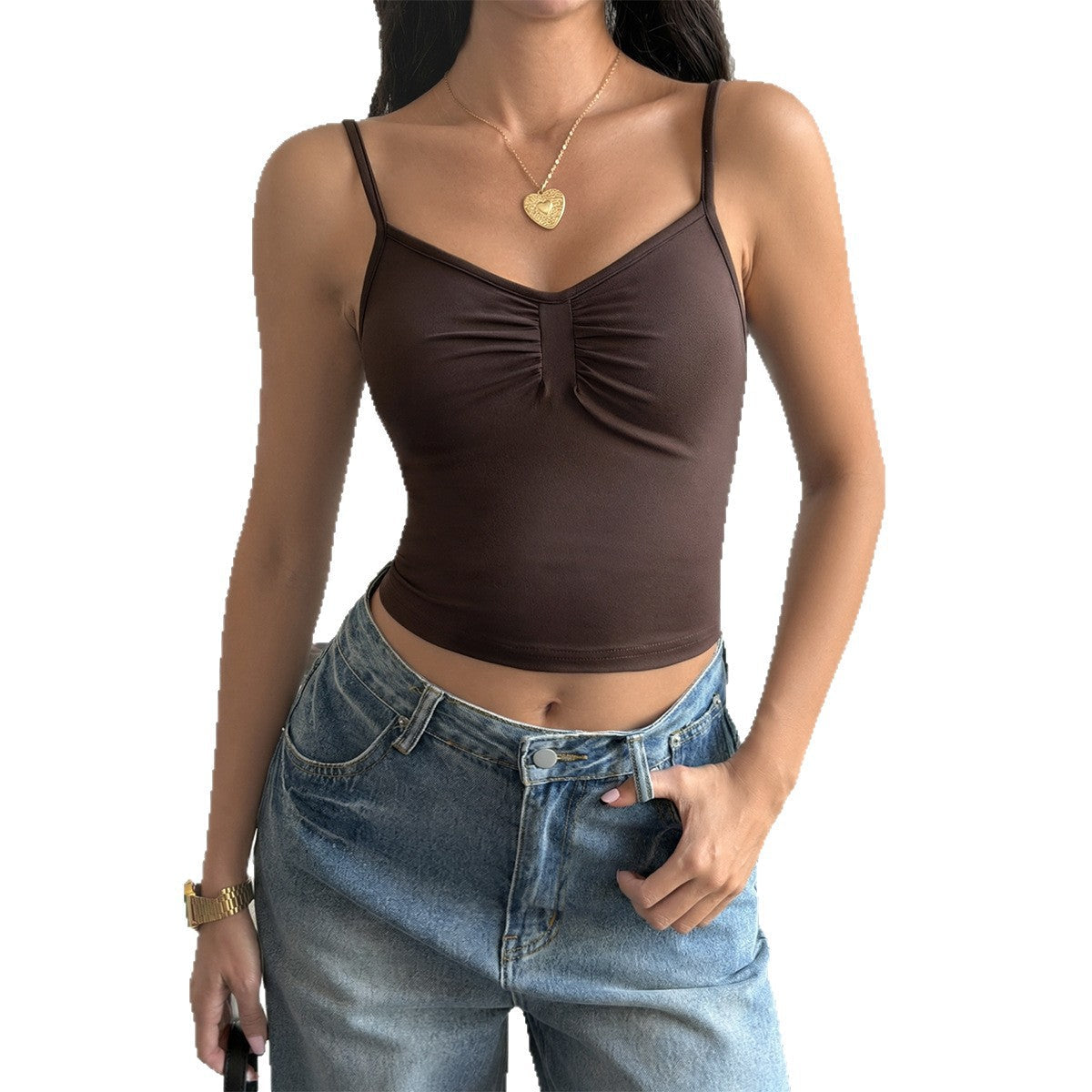 Damen trägerloses Top mit gerüschtem Detail R&B
