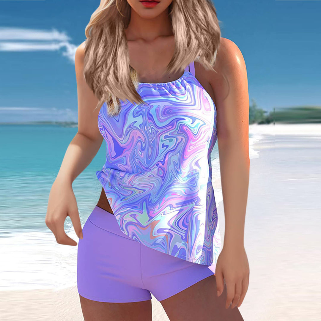 Damen Sportliches Tankini-Set mit stylischem Oberteil und bequemen Shorts R&B