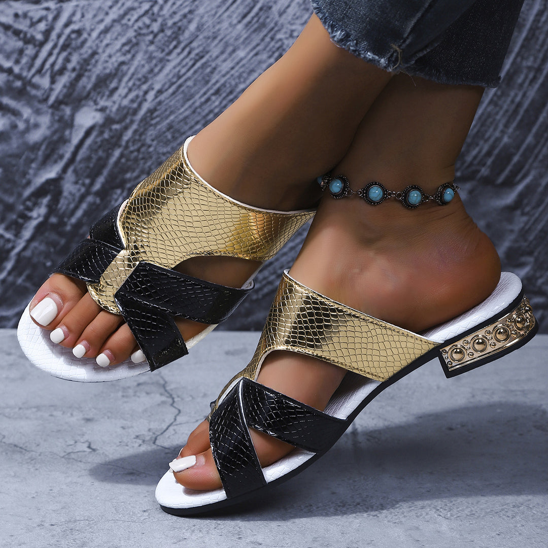 Damen modische Pantoletten mit eleganten Kreuzriemen R&B