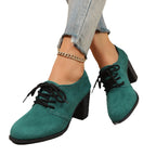 Damen elegante Plateau-Schnürschuhe mit modischem Blockabsatz und komfortablem Fußbett