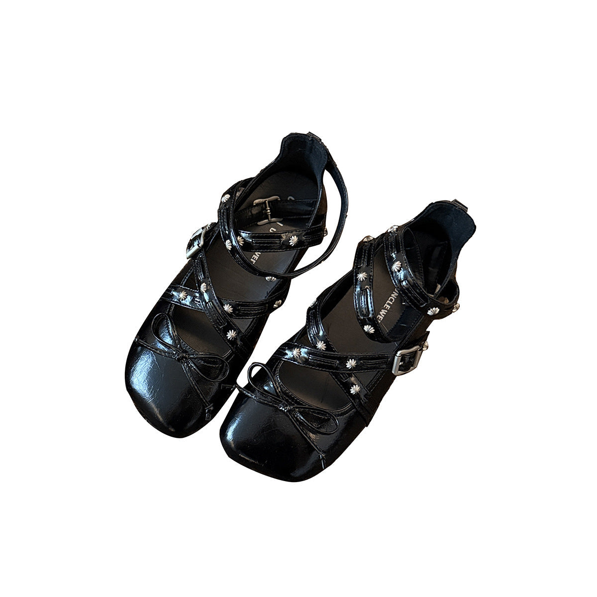 Damen elegante Ballerinas mit modischem Riemchen und dekorativen Blumen-Details R&B