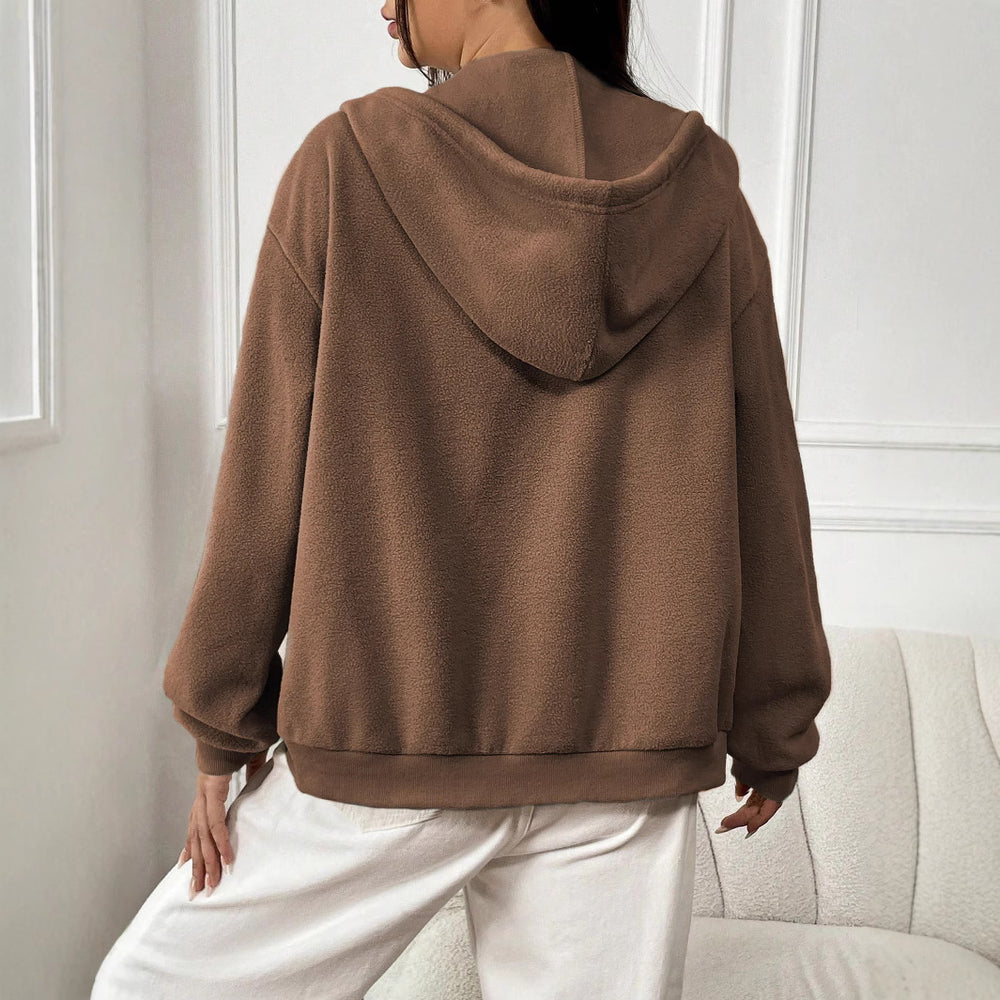 Damen Fleece-Jacke mit durchgehendem Reißverschluss und Kapuze R&B