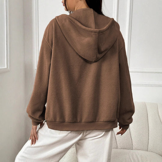 Damen Fleece-Jacke mit durchgehendem Reißverschluss und Kapuze R&B