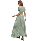 Damen Maxikleid mit asymmetrischen Saum und floralem Design R&B