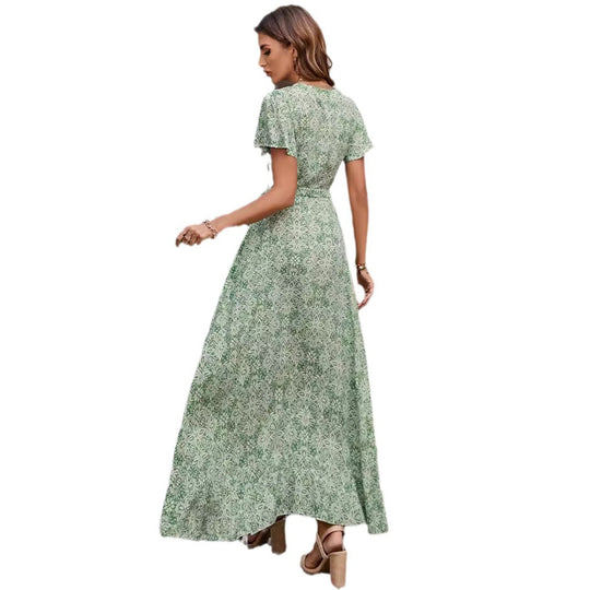 Damen Maxikleid mit asymmetrischen Saum und floralem Design R&B