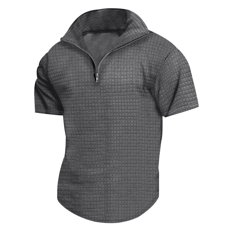 Herren konvertible Kurzarmjacke mit Reißverschluss und strukturiertem Design R&B