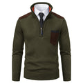 Herren eleganter Pullover mit halbhohem Kragen und feinen Kontrastdetails R&B