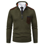 Herren eleganter Pullover mit halbhohem Kragen und feinen Kontrastdetails R&B