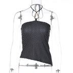 Damen Trägershirt mit asymmetrischem Schnitt und Punktmuster R&B