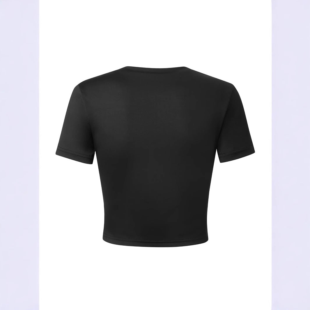 Damen Crop-Shirt mit auffälligem Typografie-Design R&B