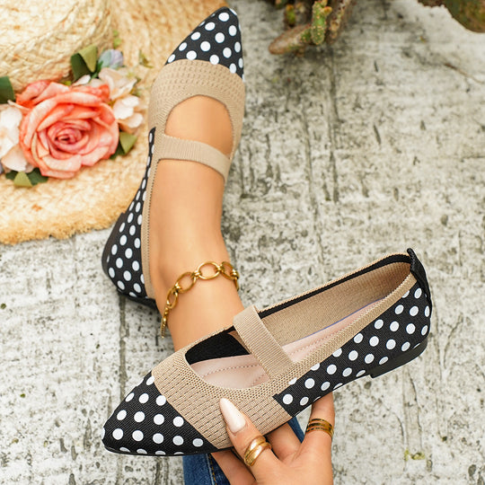 Damen Ballerinas mit punktiertem Design und elastischem Fesselriemen R&B
