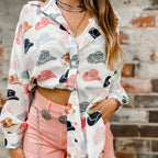 Damen lockeres Blusenshirt mit farbenfrohem Print und lässigem Schnitt R&B