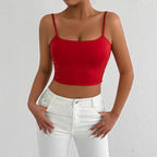 Damen Figurbetontes Crop-Top aus elastischem Material mit Spaghetti-Trägern