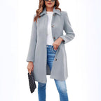 Damen klassischer Wollmantel mit modischem Schnitt und funktionalen Details R&B