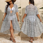 Damen transparenter Kaftan mit floralem Muster R&B