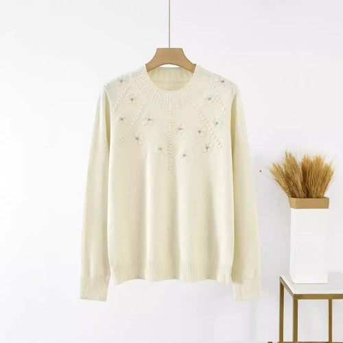 Damen eleganter Strickpullover mit floralem Design R&B
