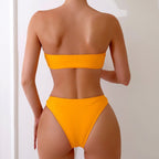 Damen Bandeau-Bikini mit elegantem Ringdetail und hohem Beinausschnitt R&B
