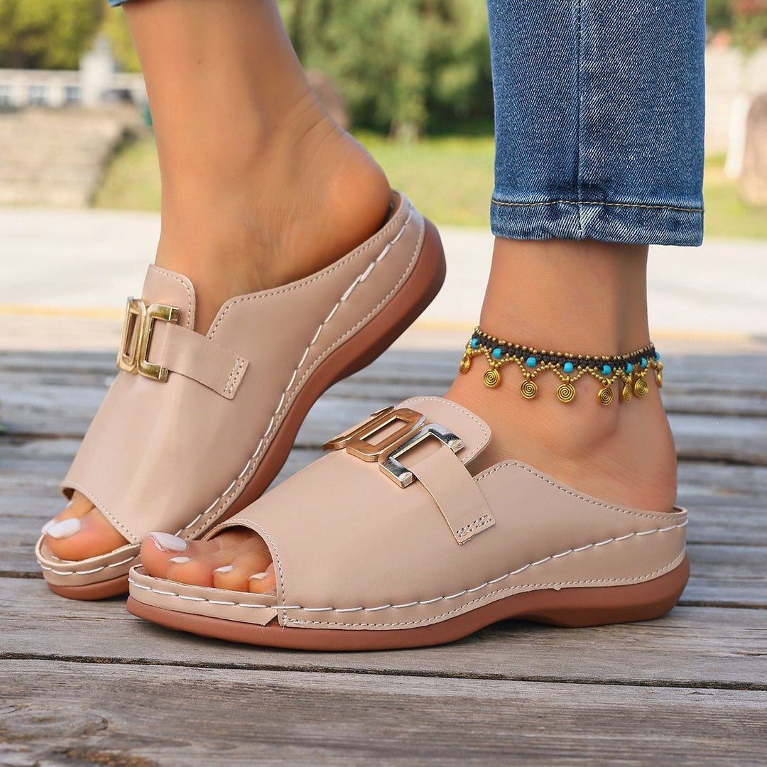 Damen Komfortable Mules mit eleganten Schnallenakzenten R&B