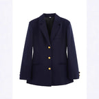 Damen elegante karierte Blazerjacke mit Goldknöpfen R&B