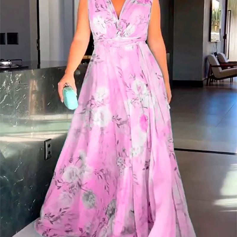 Damen Maxikleid mit fließendem Schnitt und eleganten Rüschendetails EB