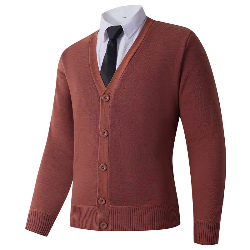 Herren Strickjacke mit V-Ausschnitt und Knopfverschluss R&B