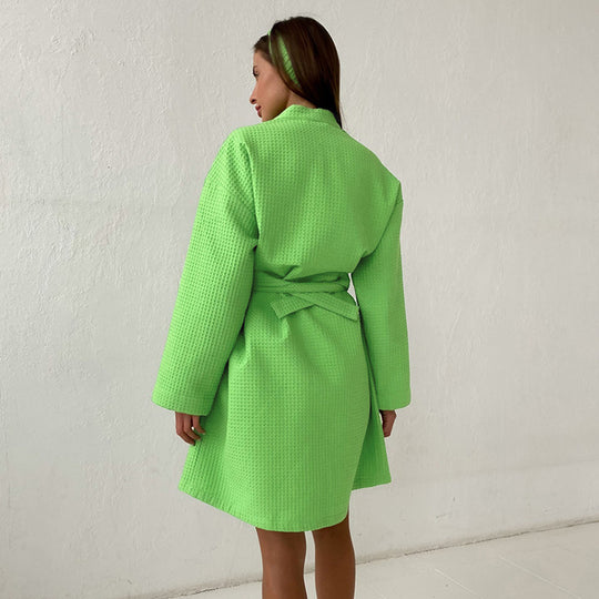 Damen Bademantel aus hochwertigem Baumwollmix mit Gürtel und praktischen Taschen R&B