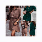 Damen Hemdkleid mit Taillenknotendetail und Brusttasche R&B