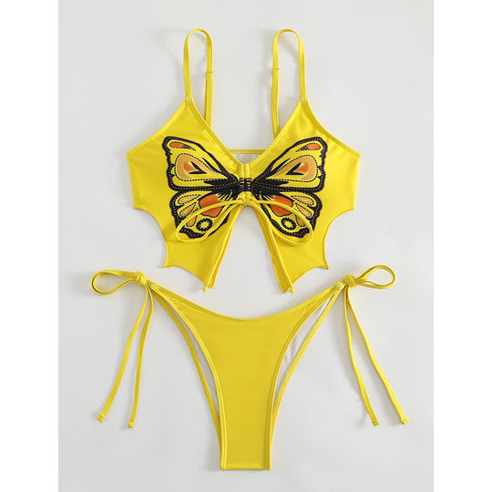 Damen Buntes Bikini-Set mit Schmetterlingsdesign R&B