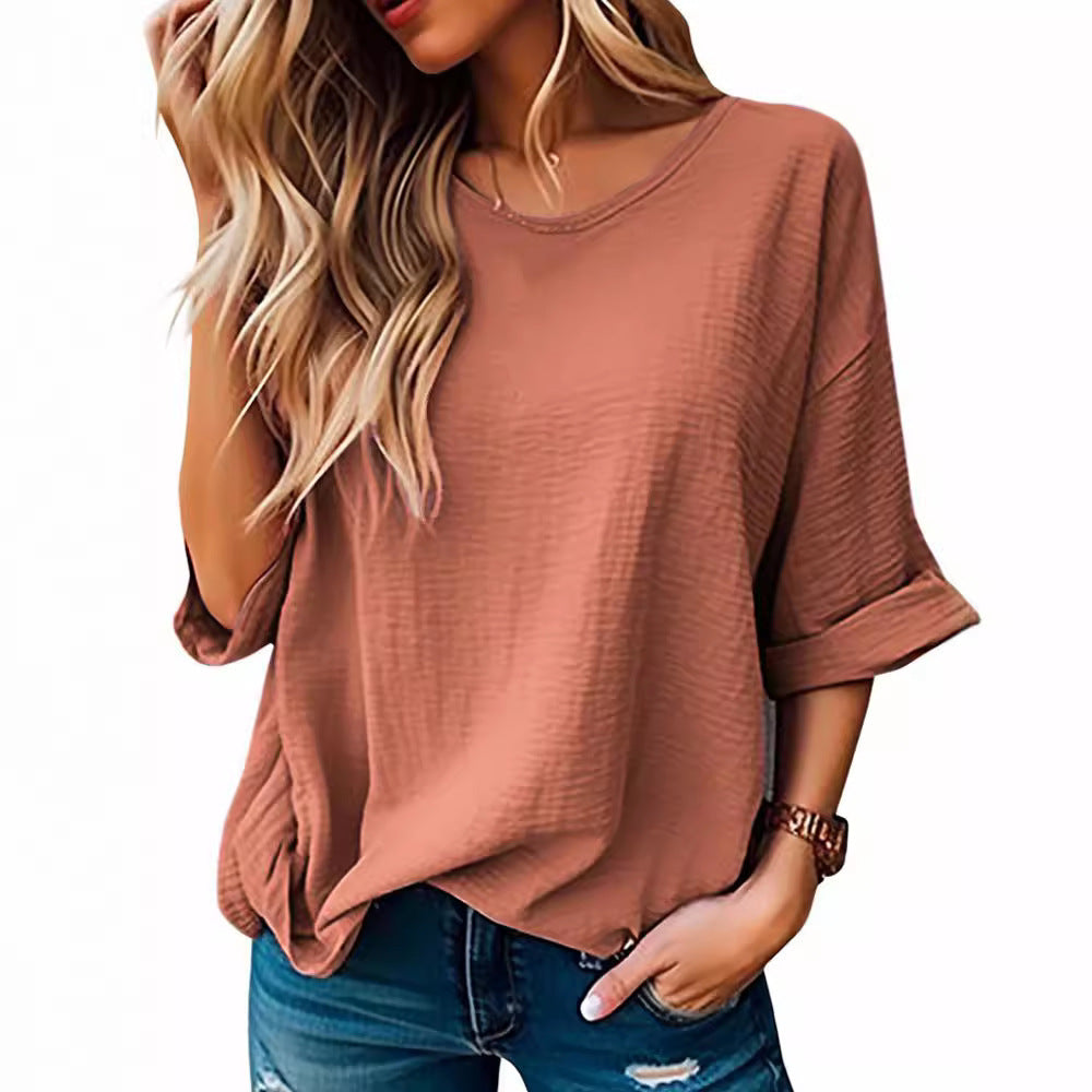 Damen lässiges Oversized T-Shirt mit modischem Strukturdesign R&B