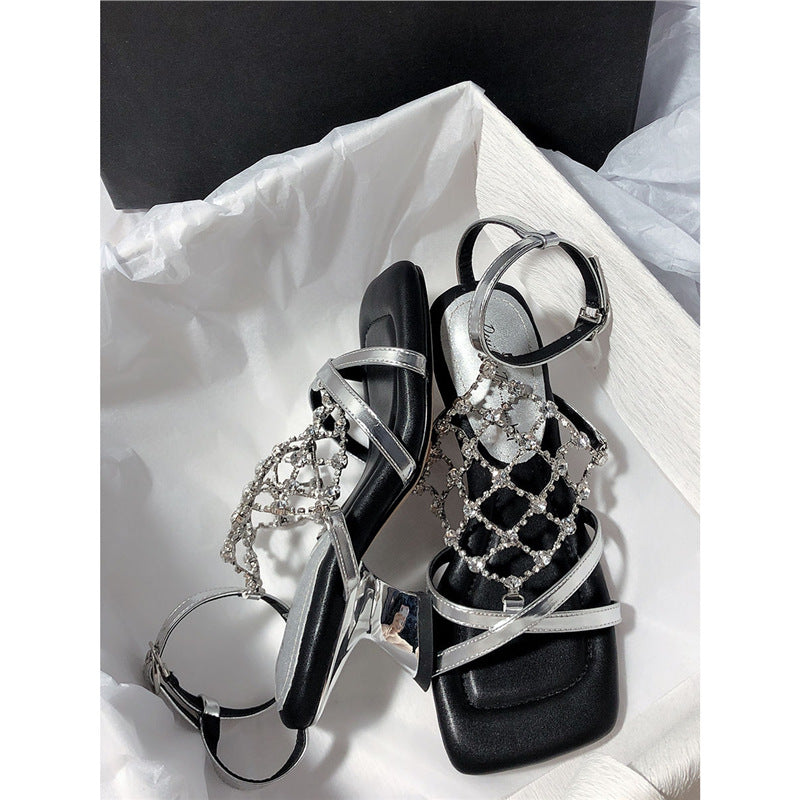 Damen elegante Sandalen mit dekorativem Strassbesatz R&B