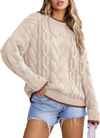 Damen Strickpullover mit grobem Zopfmuster R&B