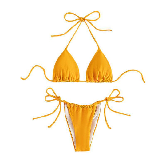 Damen Triangel-Bikini mit verstellbaren Schnürdetails und elastischem Bund R&B
