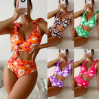 Damen Hochtaillierter Blumen-Bikini-Set R&B