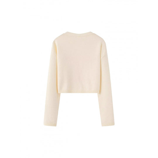Damen Cropped Pullover mit verspieltem Schleifenmotiv R&B
